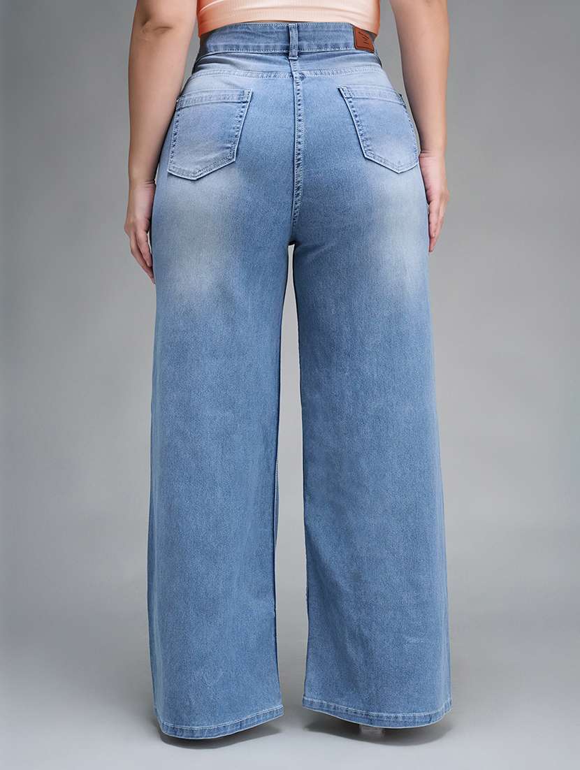 womne plus size solid high rise wide leg jeans - 22362408 -  Standard Image - 2