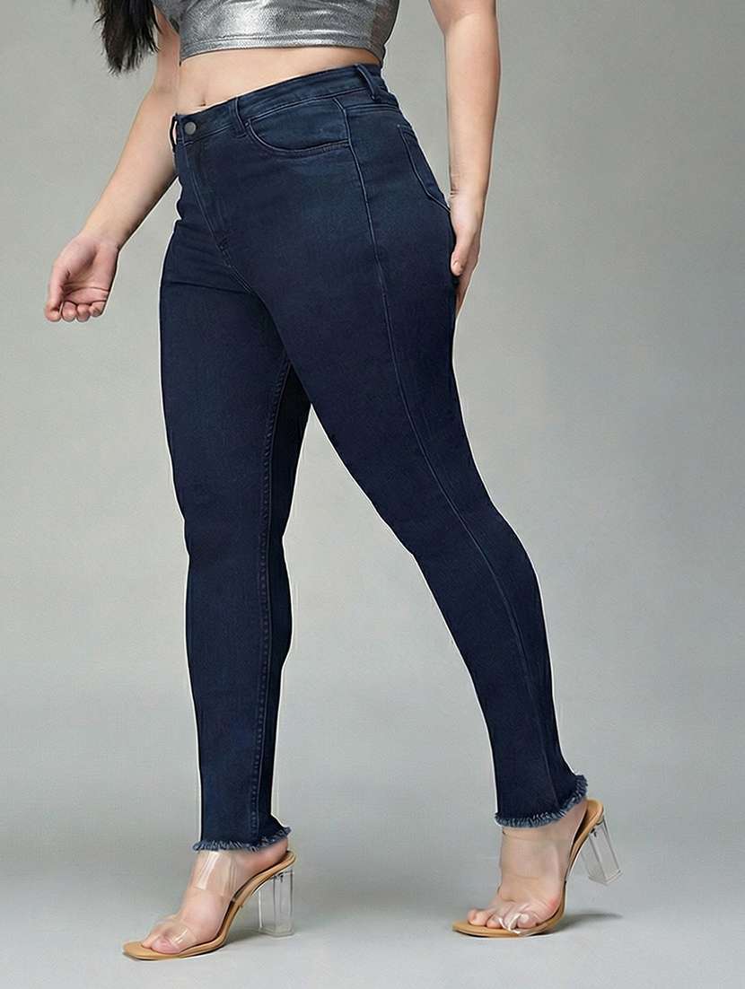 Womne Plus Size Solid High Rise Slim Fit Jeans - 22362413 -  Standard Image - 2
