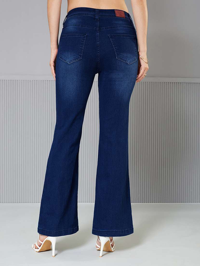 women solid high rise bootcut jeans - 22362414 -  Standard Image - 2
