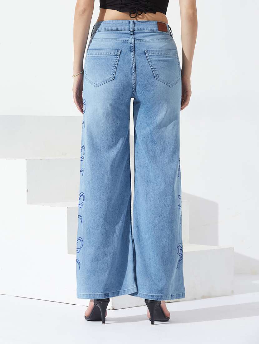 women printed high rise wide leg jeans - 22362418 -  Standard Image - 2