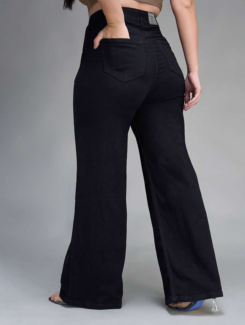 womne plus size solid high rise wide leg jeans - 22362423 -  Standard Image - 2