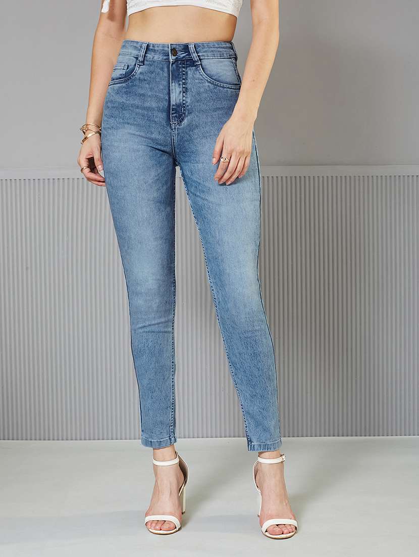 navy blue denim women solid high rise skinny fit jeans