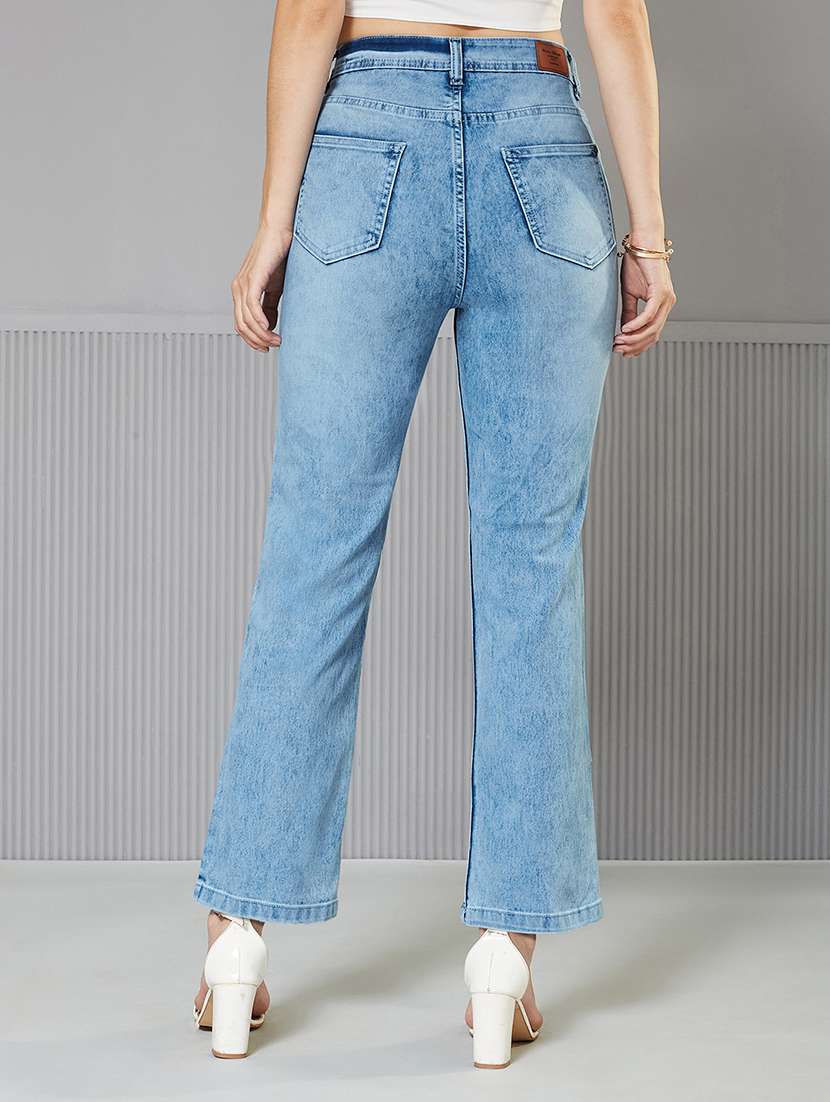women solid high rise bootcut jeans - 22362428 -  Standard Image - 2