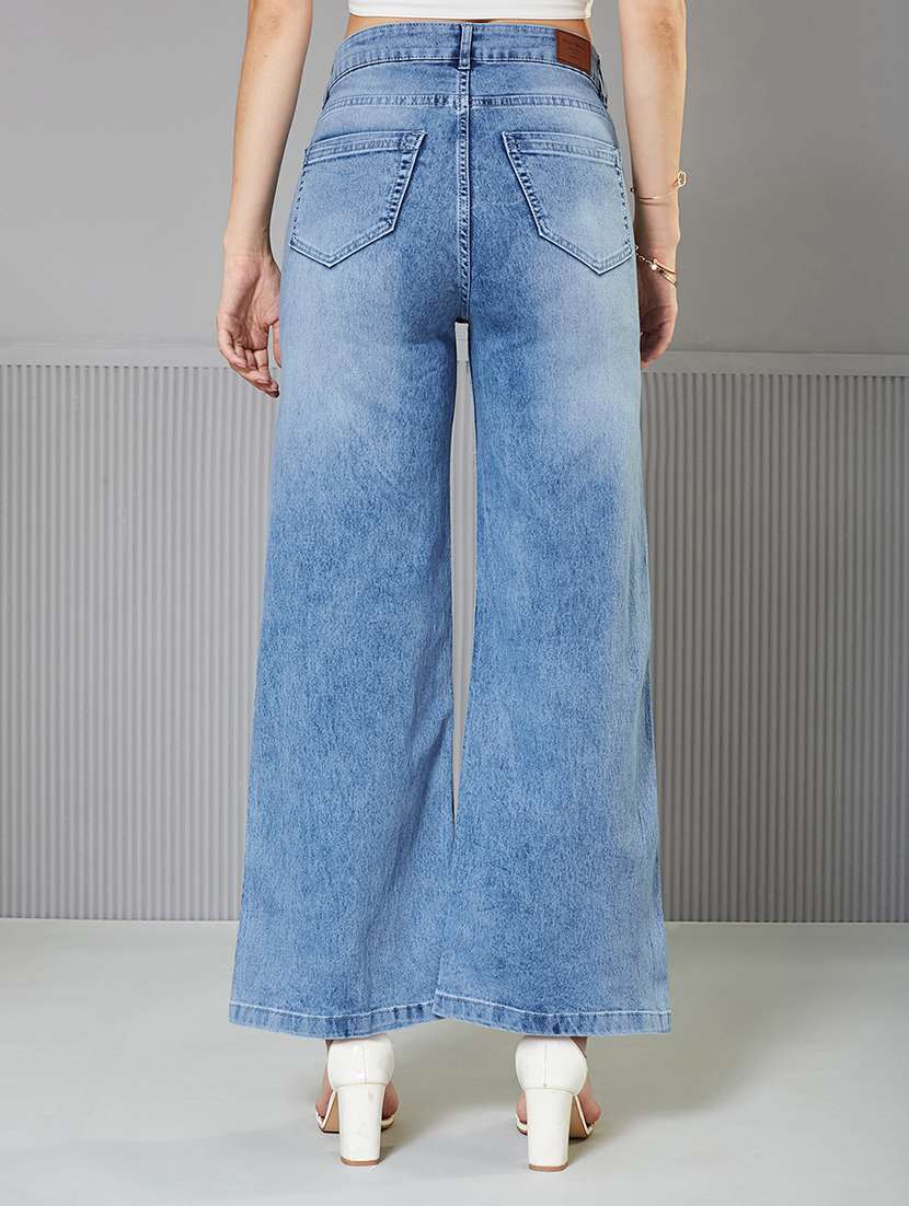 women solid high rise wide leg jeans - 22362431 -  Standard Image - 2