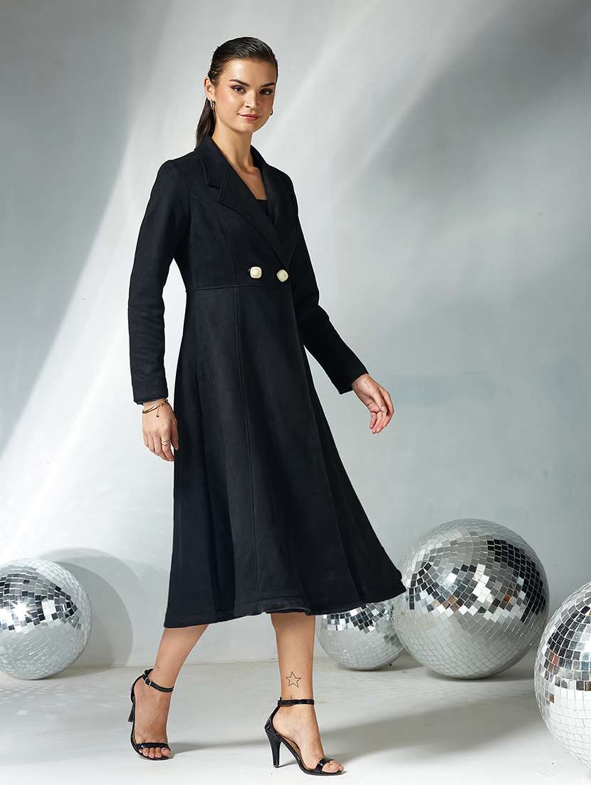 women solid long sleeve trench coat - 22362460 -  Standard Image - 2