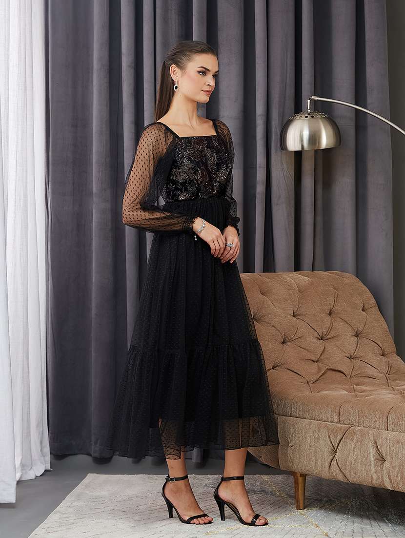 women self designed long sleeve tiered dress - 22362462 -  Standard Image - 2