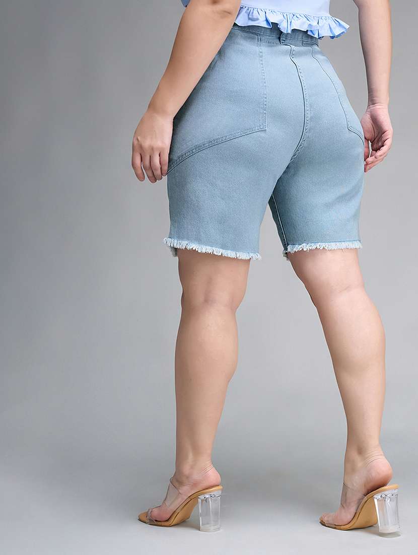 women plus size solid high rise denim shorts - 22362482 -  Standard Image - 2