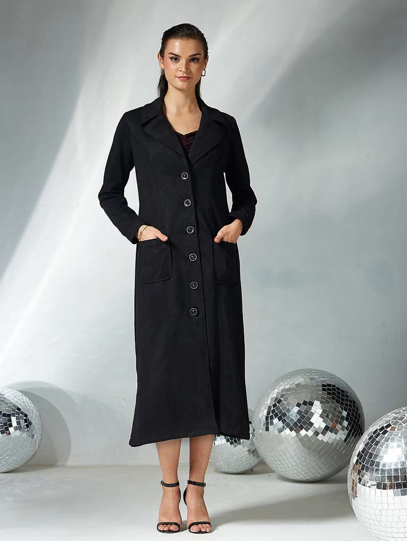 women solid long sleeve trench coat - 22362483 -  Standard Image - 2