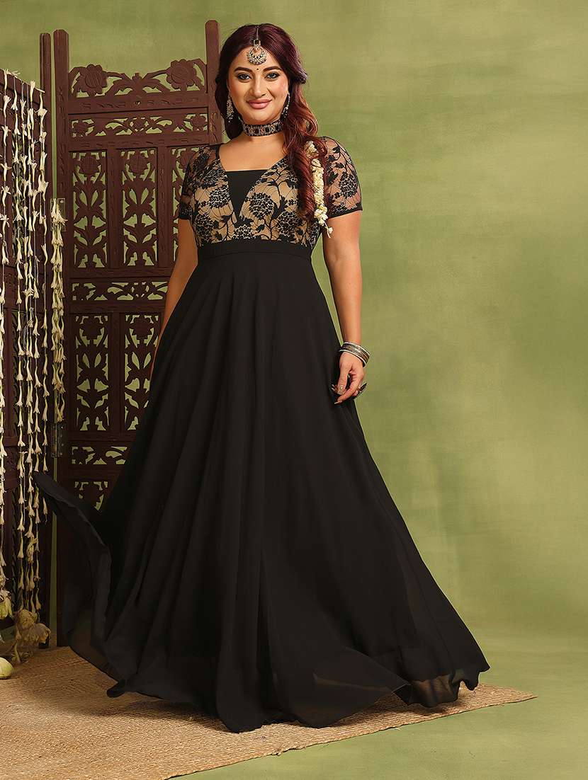 women plus size solid short sleeve fit and flared dress - 22362494 -  Standard Image - 2