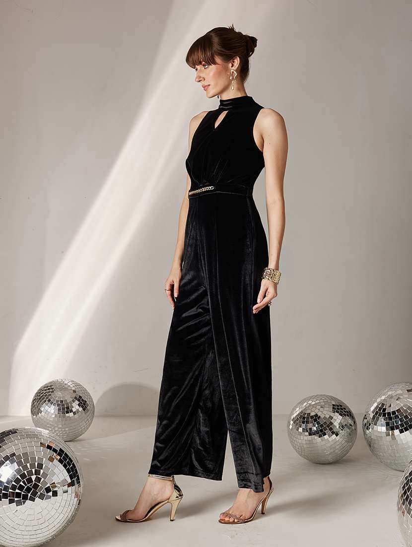 women solid halter neck sleeveless jumpsuit - 22362496 -  Standard Image - 2