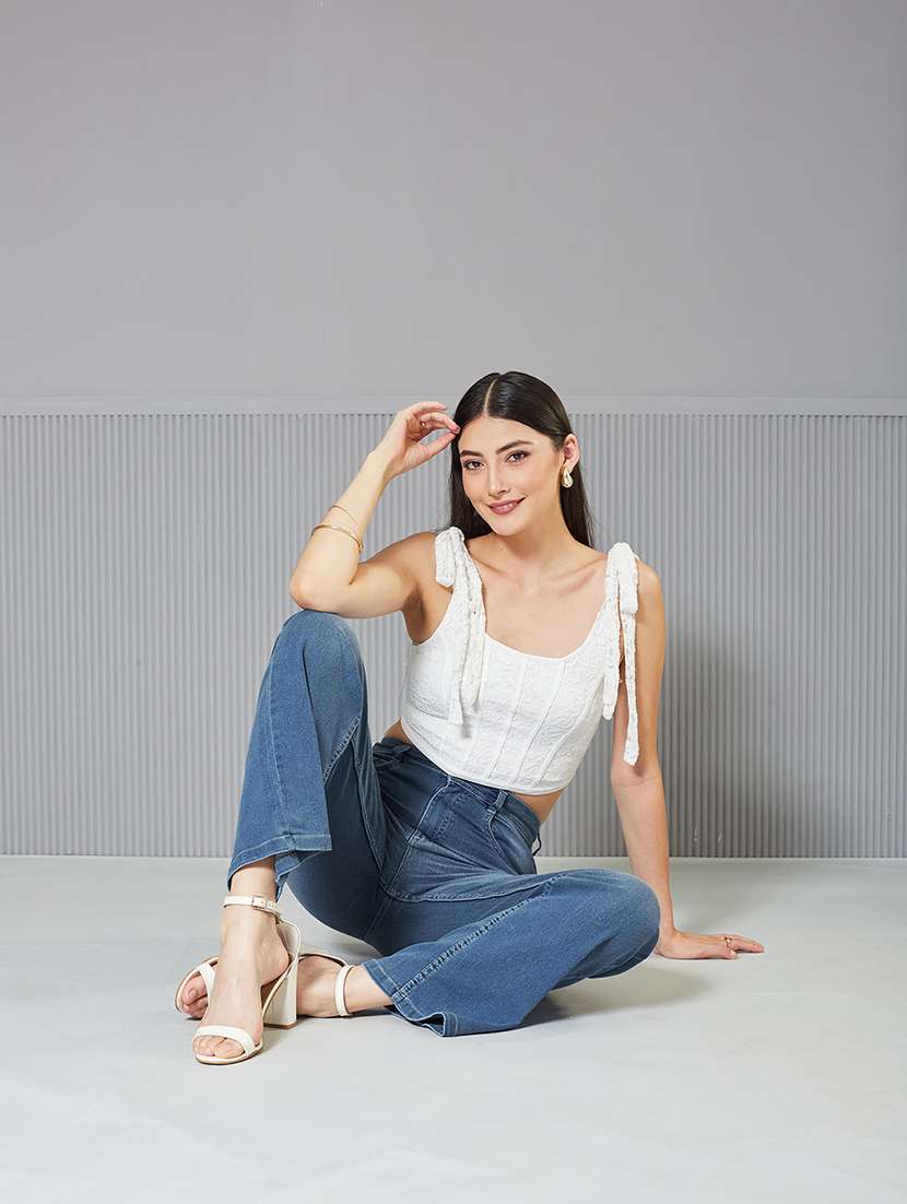 women solid high rise bootcut jeans - 22362500 -  Standard Image - 2