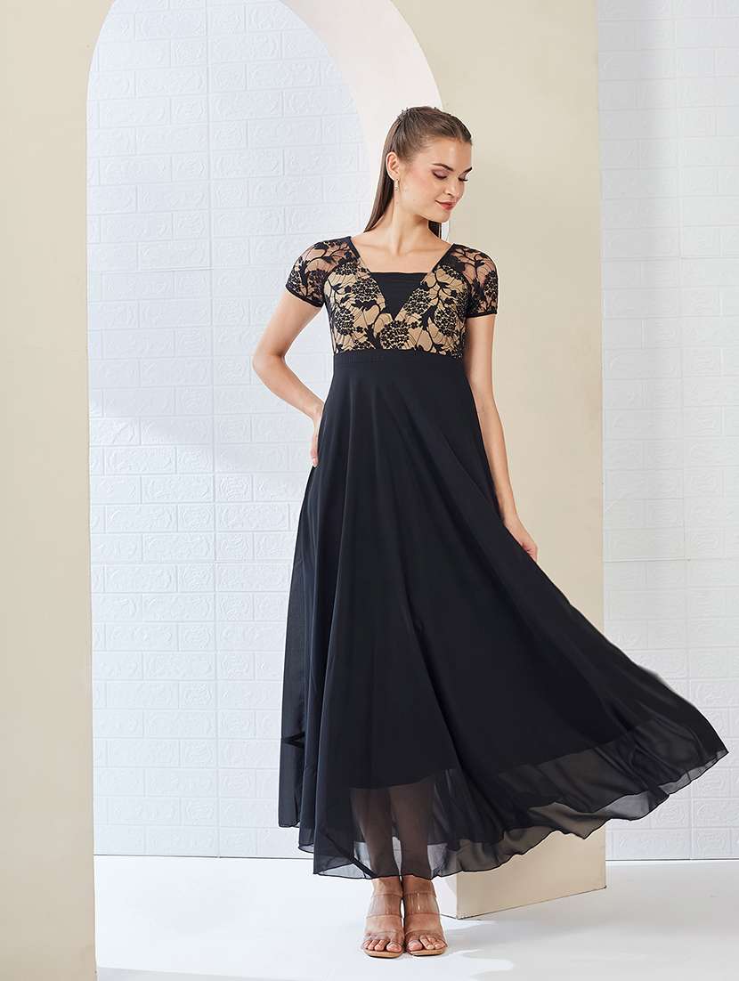 women solid short sleeve flared sleeve dress