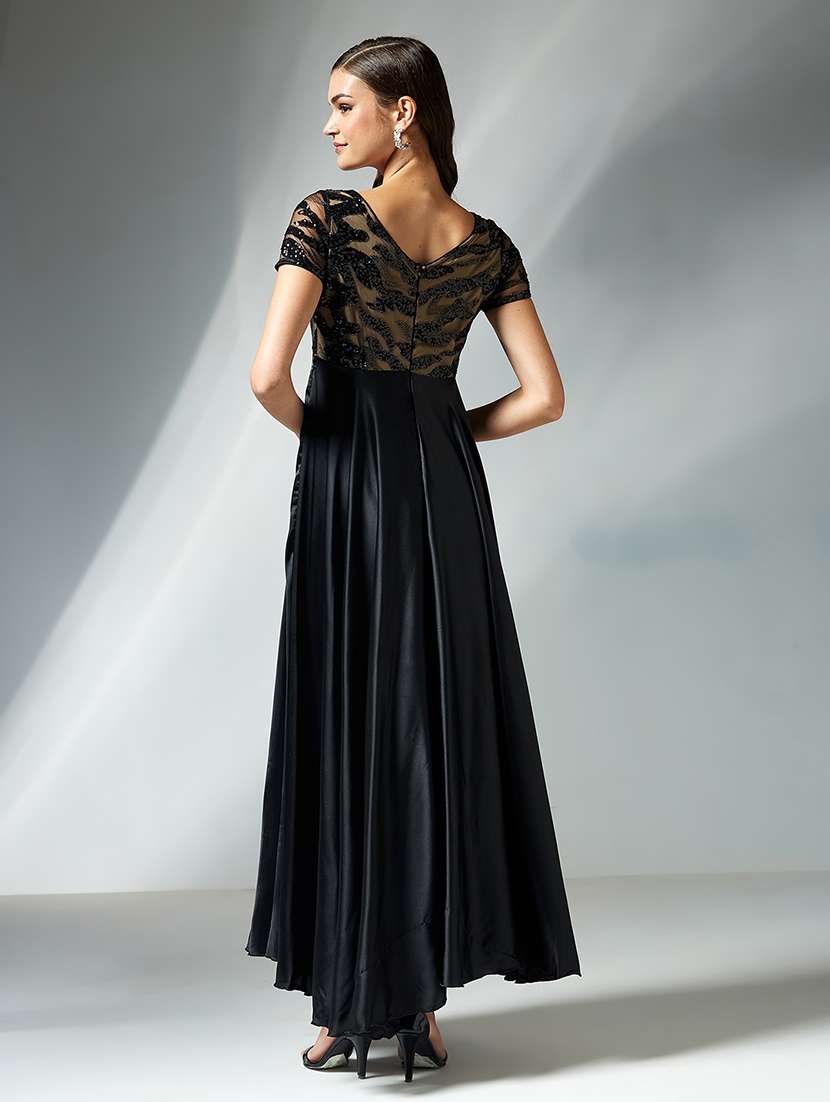 women embellished short sleeve fit & flared dress - 22362502 -  Standard Image - 2