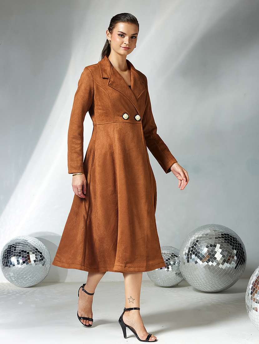 women solid long sleeve trench coat - 22362529 -  Standard Image - 2