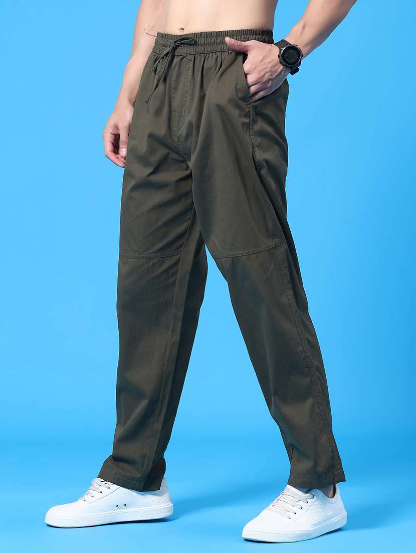 olive cotton  full length track pant - 22362779 -  Standard Image - 2