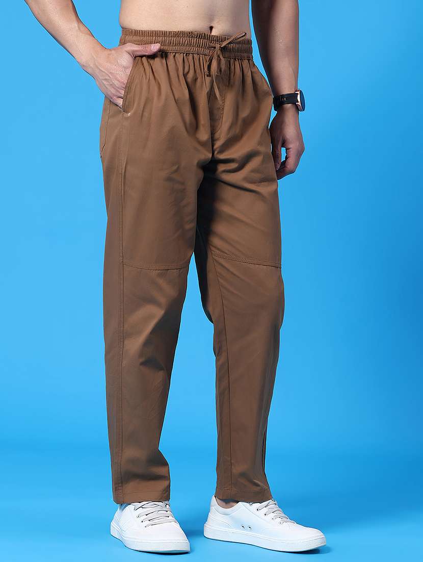 brown cotton  full length track pant - 22362780 -  Standard Image - 2