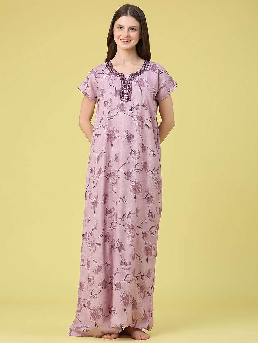 women printed short sleeves nighty - 22362853 -  Standard Image - 2