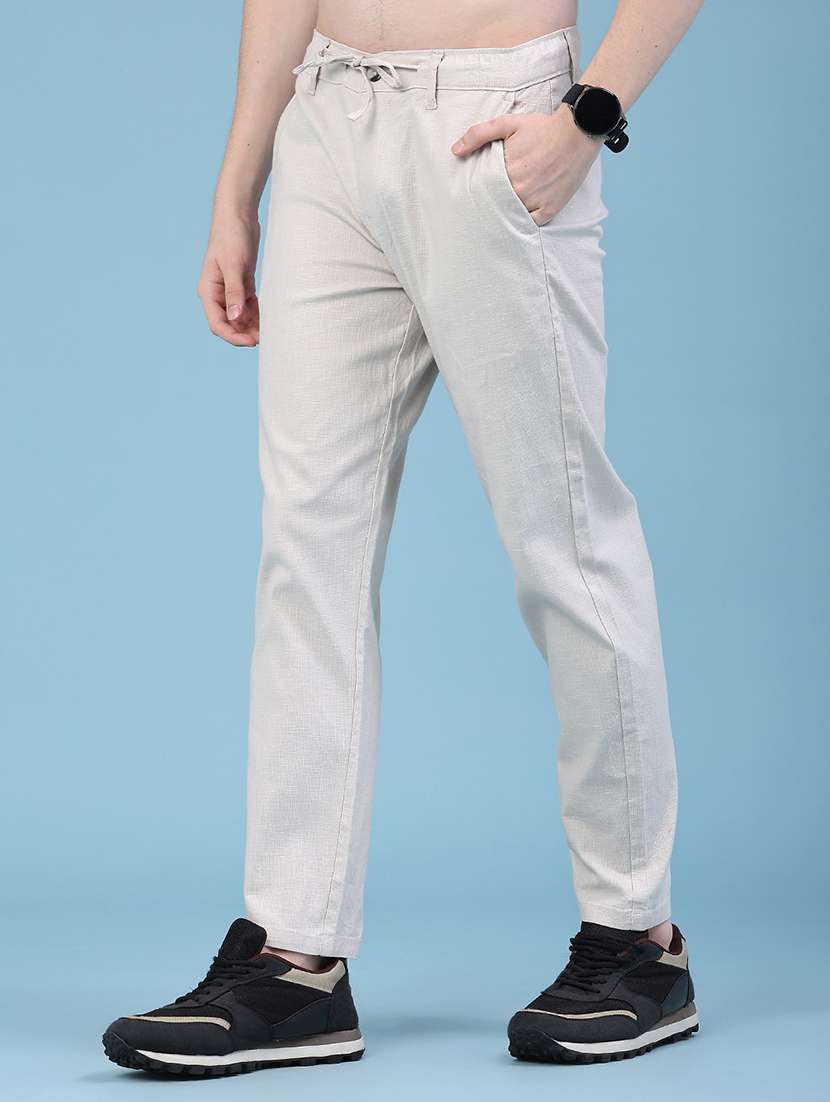 Men Solid Mid Rise Flat Front Casual Trouser - 22362857 -  Standard Image - 2