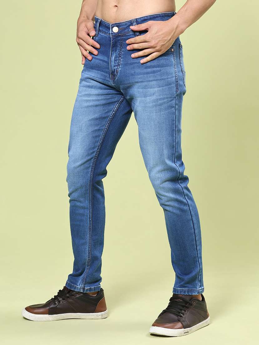 men washed mid rise slim fit jeans