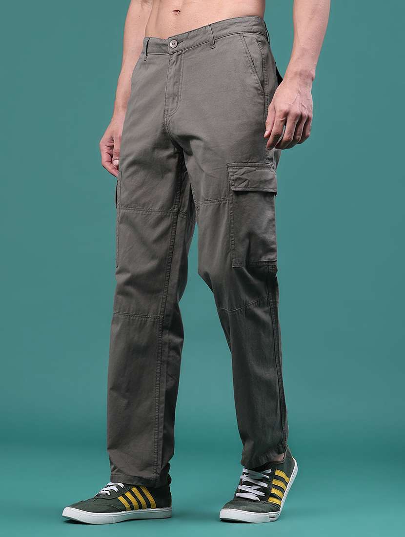 Men Solid Mid Rise Regular Fit Cargo - 22362973 -  Standard Image - 2