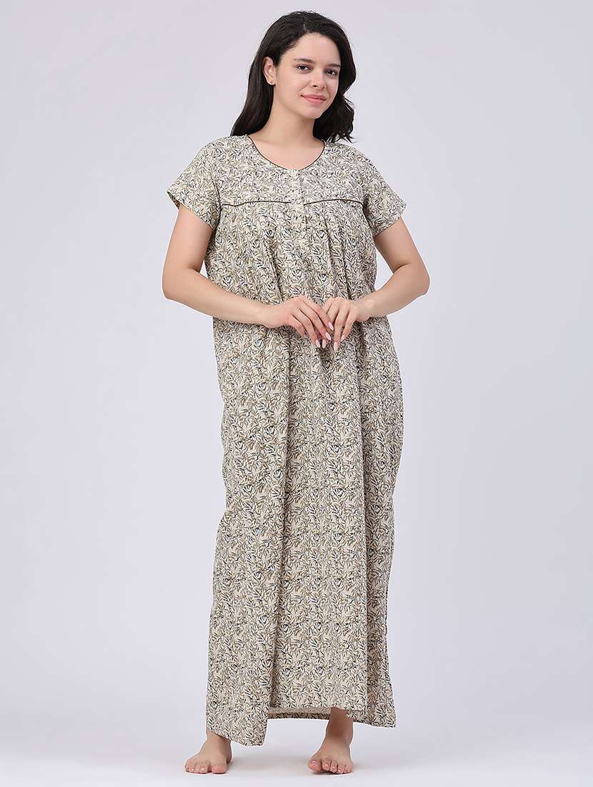 women printed short sleeves nighty - 22363118 -  Standard Image - 2