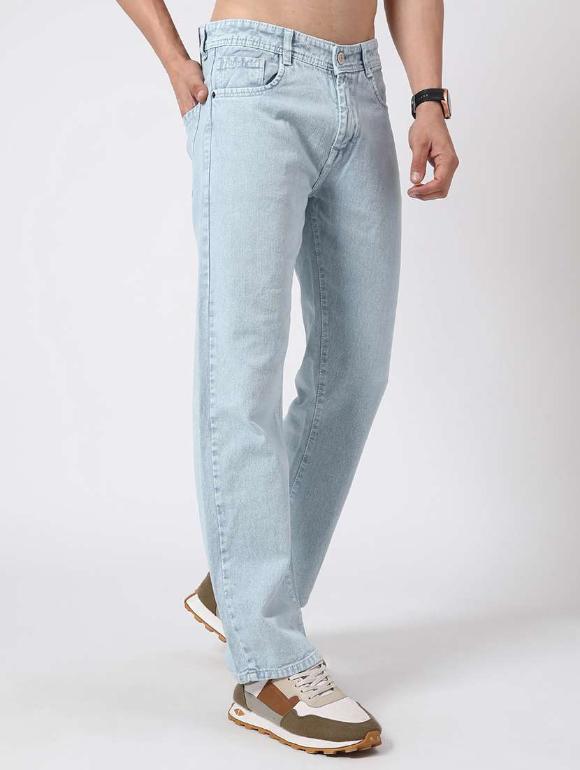 men plain mid rise full length straight jeans - 22363179 -  Standard Image - 2