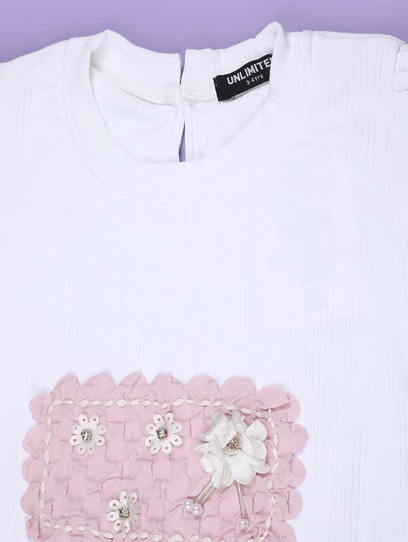 girls self design round neck top and skirt set - 22363210 -  Standard Image - 2