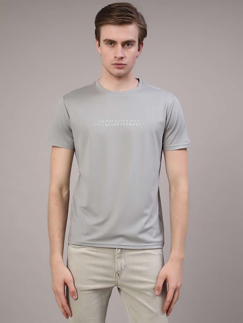 grey cotton blend plain tshirt - 22363225 -  Standard Image - 2
