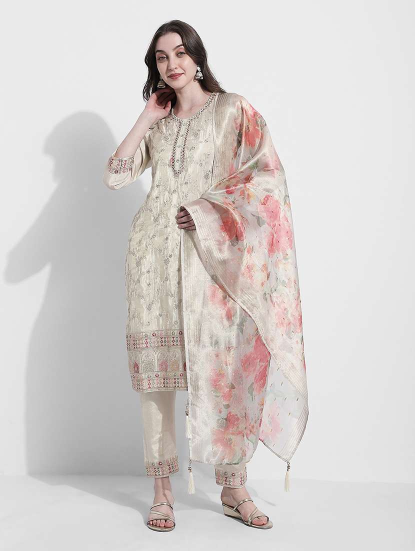 cream georgette suit  set