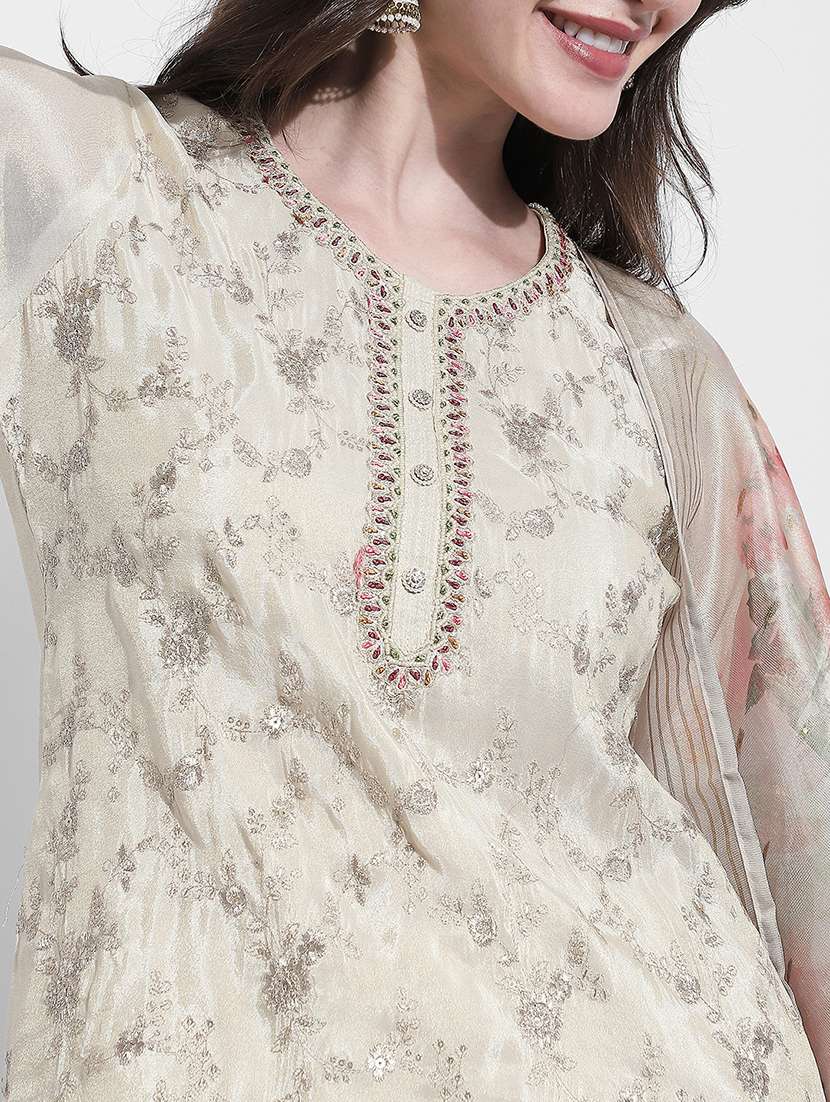 cream georgette suit  set - 22363239 -  Standard Image - 2