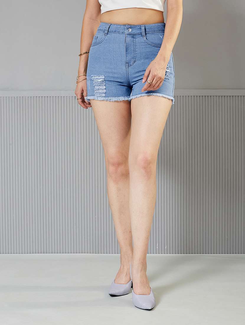 women distressed high rise denim shorts - 22363255 -  Standard Image - 2