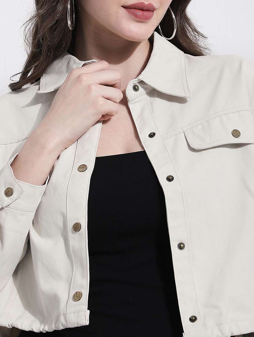 women solid long sleeve denim jacket - 22363303 -  Standard Image - 2