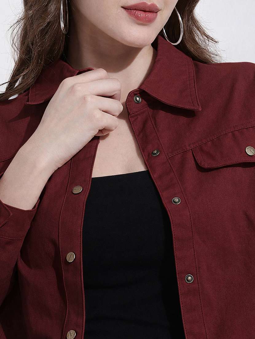 women solid long sleeve denim jacket - 22363305 -  Standard Image - 2