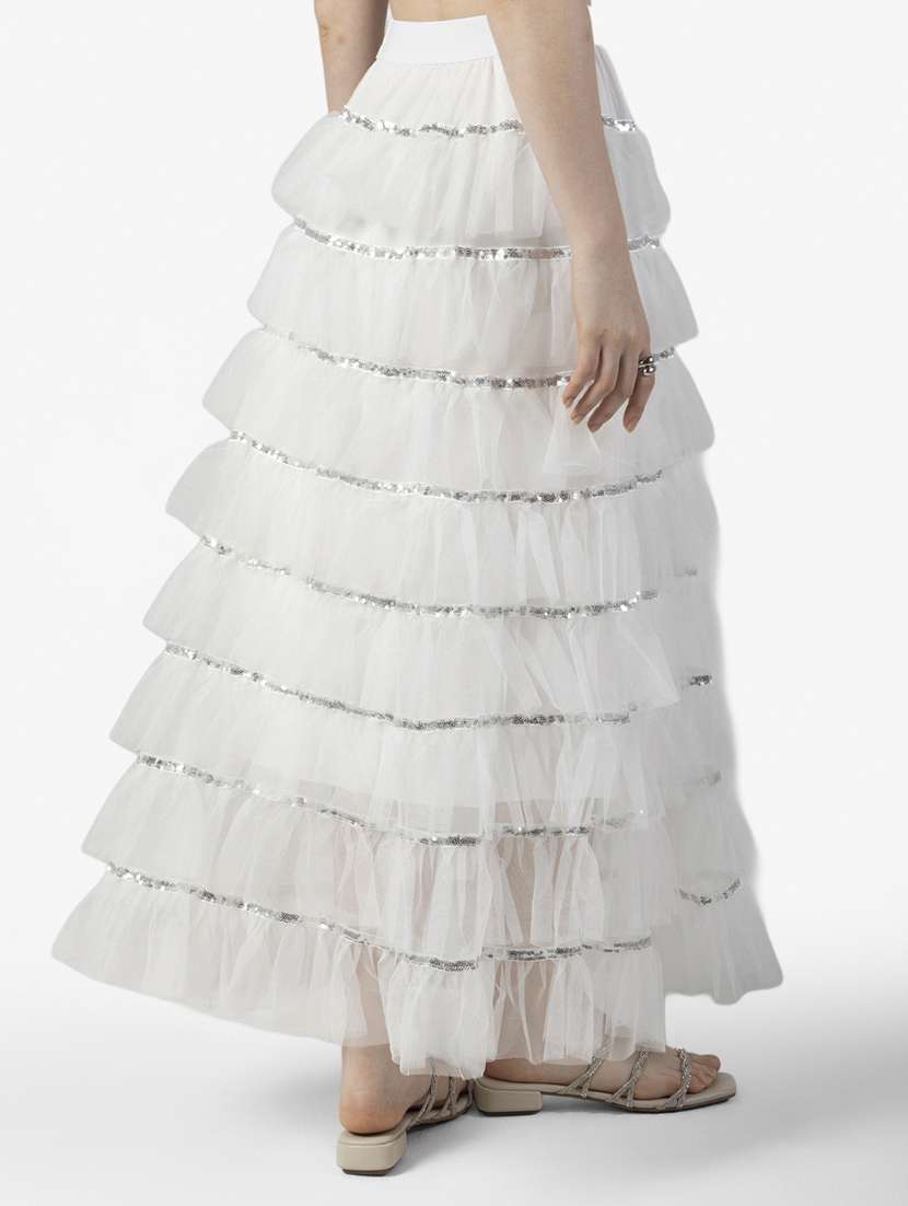 women solid mid rise ruffle maxi skirt - 22363318 -  Standard Image - 2