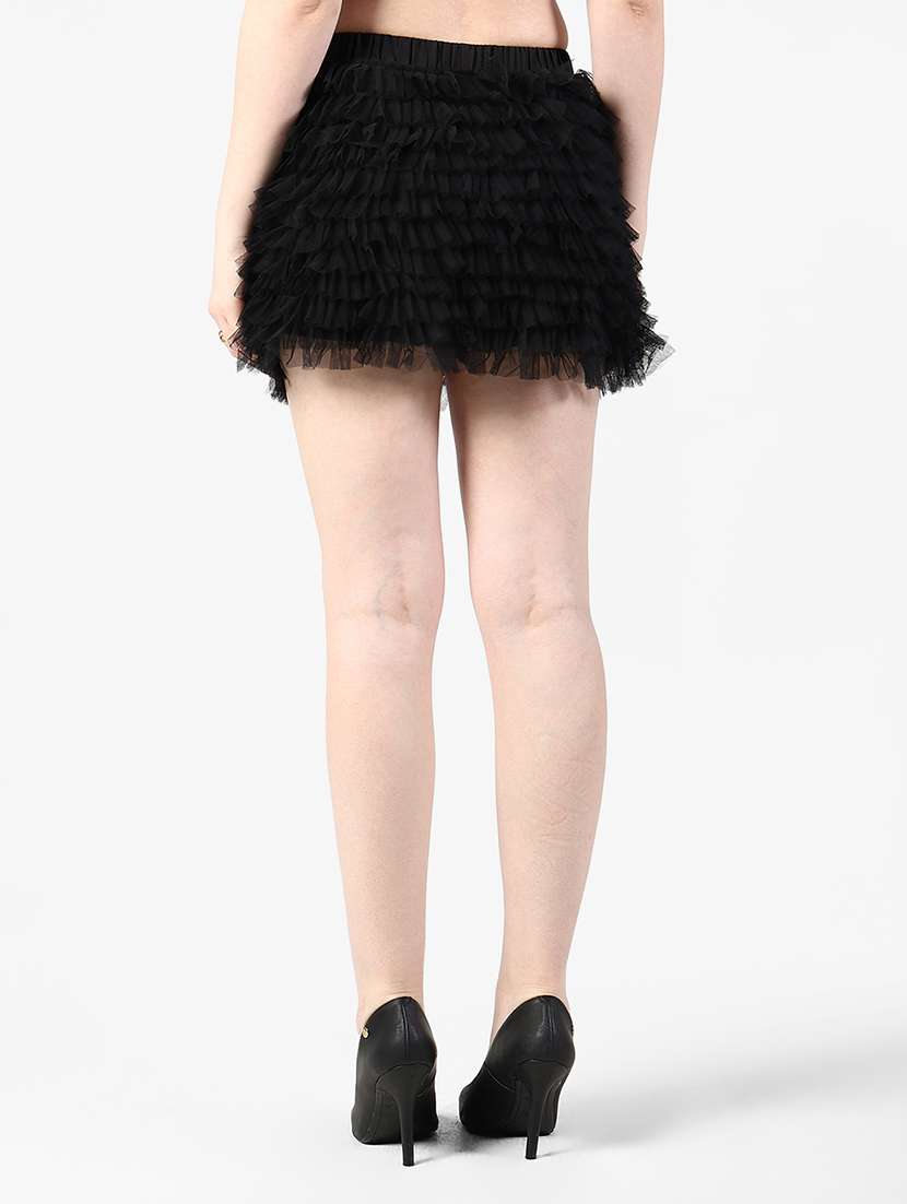 women solid mid rise ruffle mini skirt - 22363320 -  Standard Image - 2