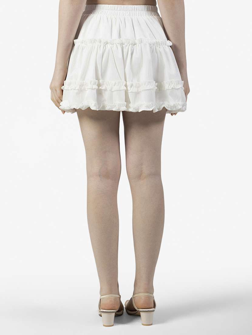 women solid mid rise tiered mini skirt - 22363324 -  Standard Image - 2
