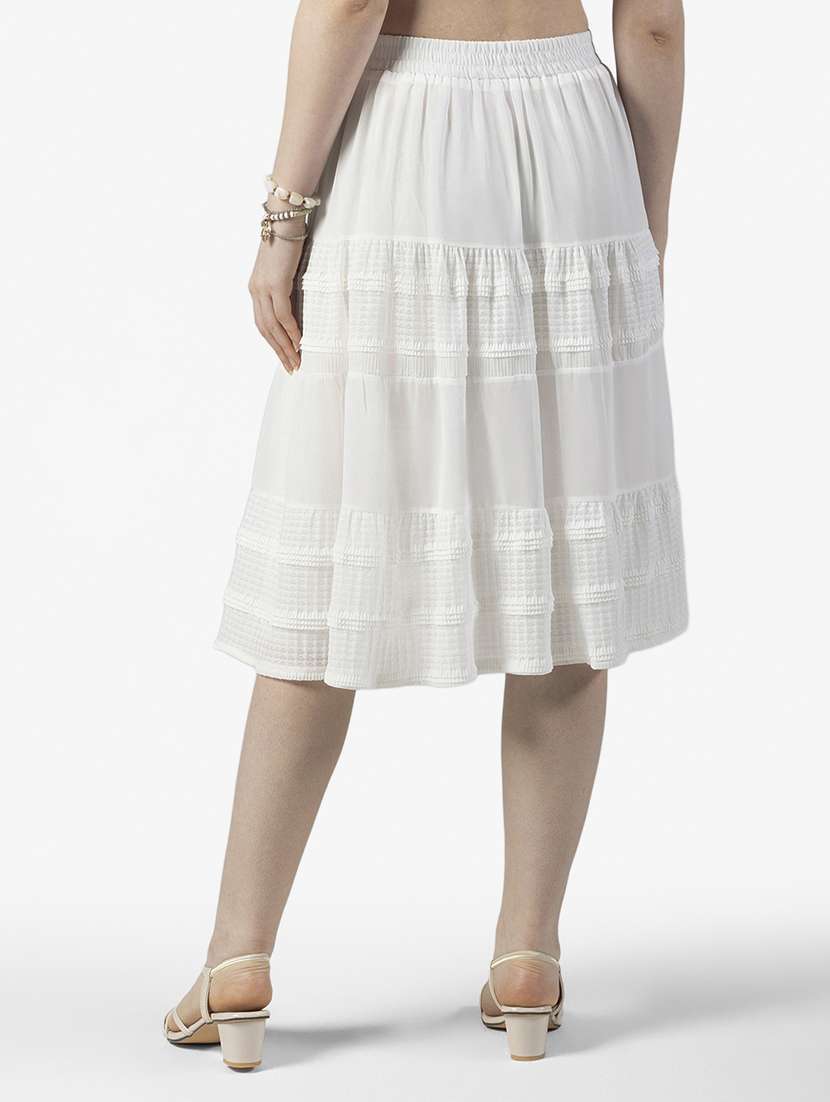 women solid mid rise tiered skirt - 22363330 -  Standard Image - 2