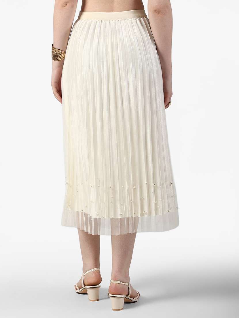 women solid mid rise pleated skirt - 22363333 -  Standard Image - 2