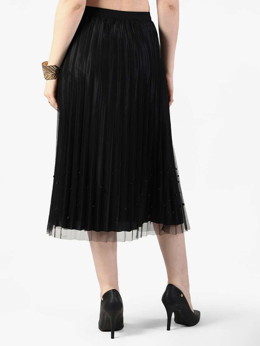 women solid mid rise pleated skirt - 22363334 -  Standard Image - 2