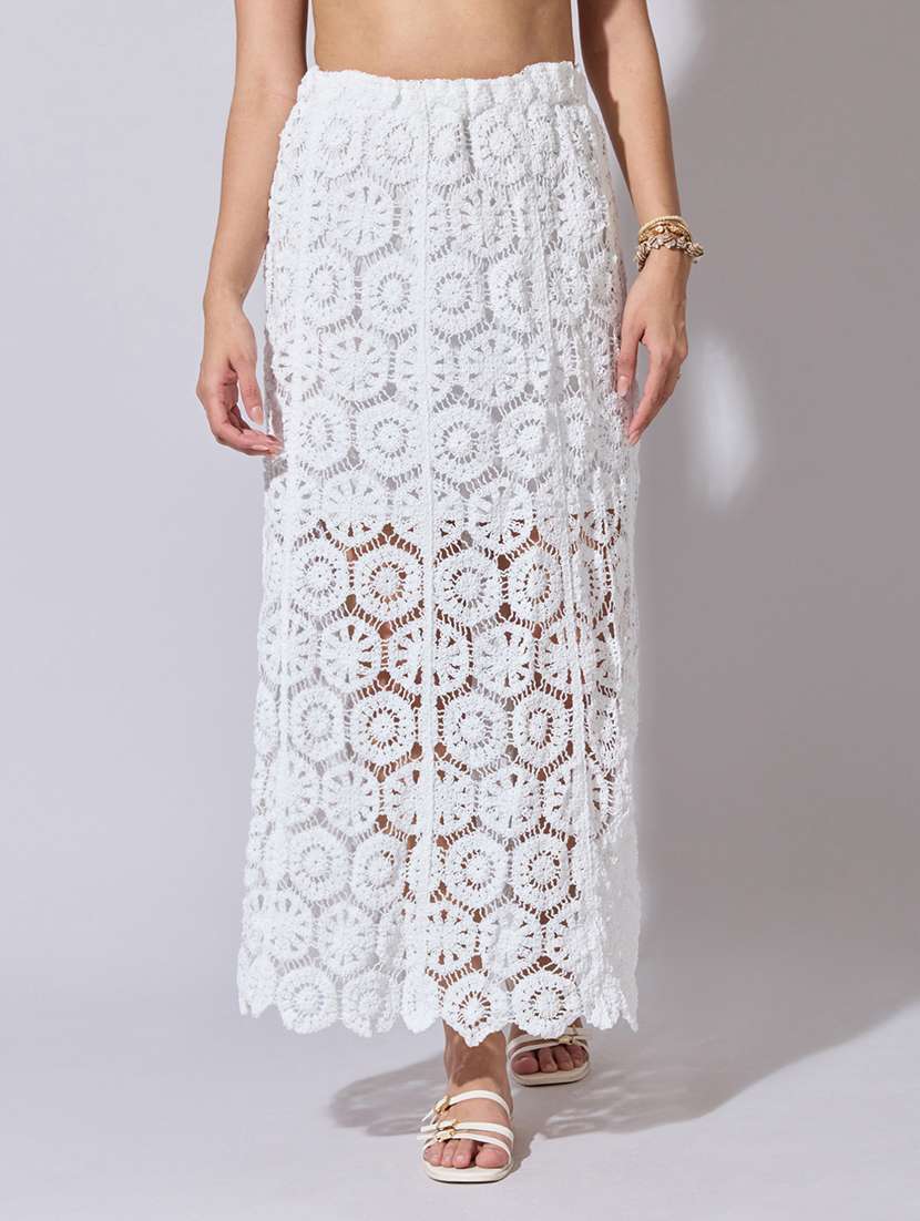 women self designed high rise crochet skirt