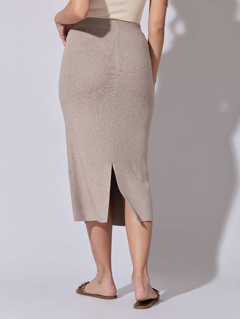 women solid high rise bodycon skirt - 22363369 -  Standard Image - 2