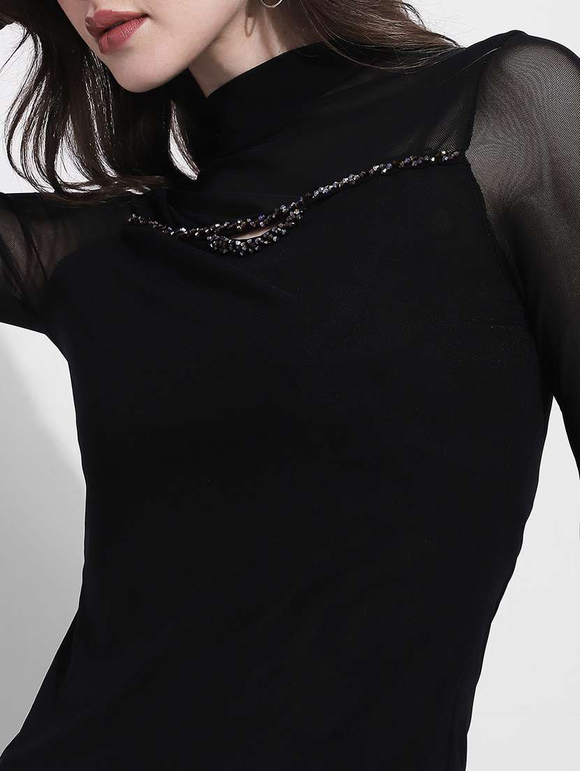 women solid long sleeve straight top - 22363421 -  Standard Image - 2