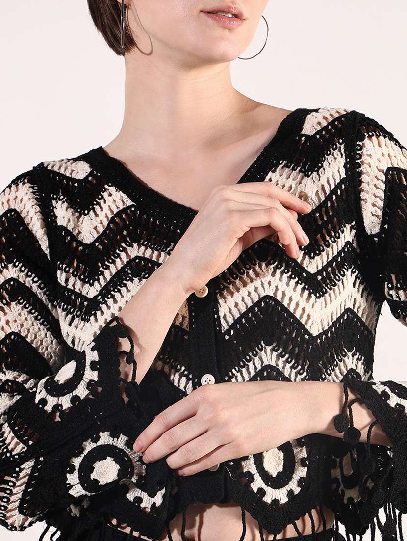 women self designed sheer crochet top - 22363482 -  Standard Image - 2