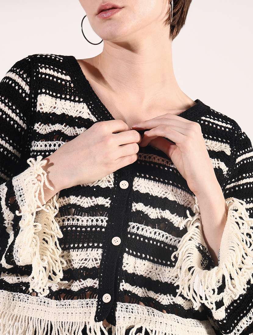 women self designed sheer crochet top - 22363487 -  Standard Image - 2