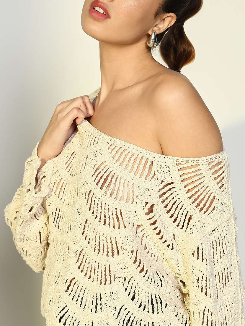 women self designed sheer crochet top - 22363497 -  Standard Image - 2