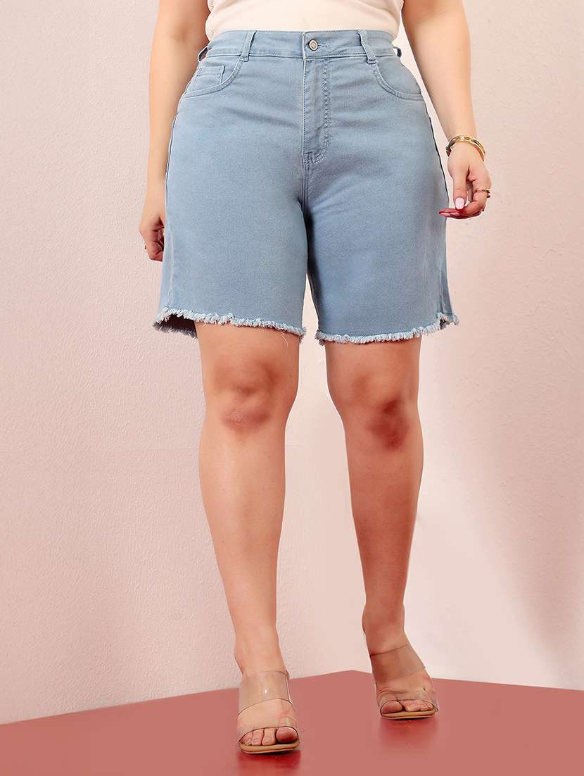 women plus size solid high rise bermuda shorts