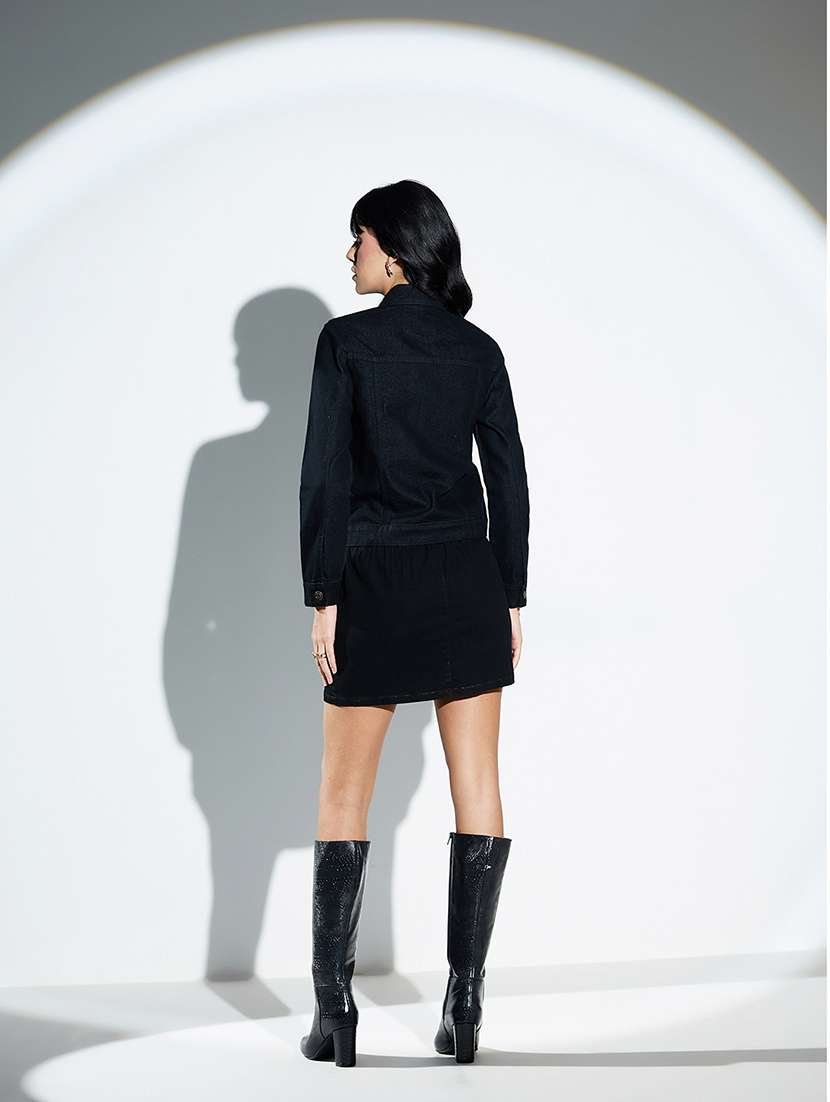 women solid high rise denim cargo skirt - 22363528 -  Standard Image - 2