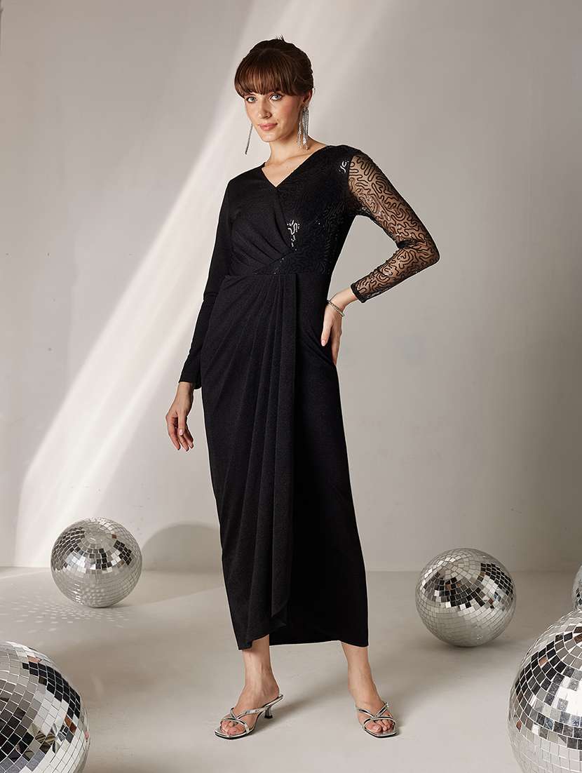 women sequined long sleeve sheath dress