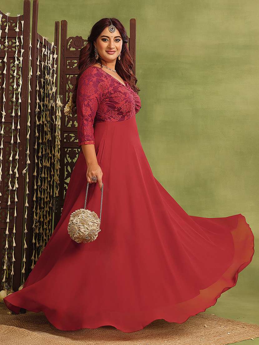 women plus size self designed lace dress - 22363558 -  Standard Image - 2