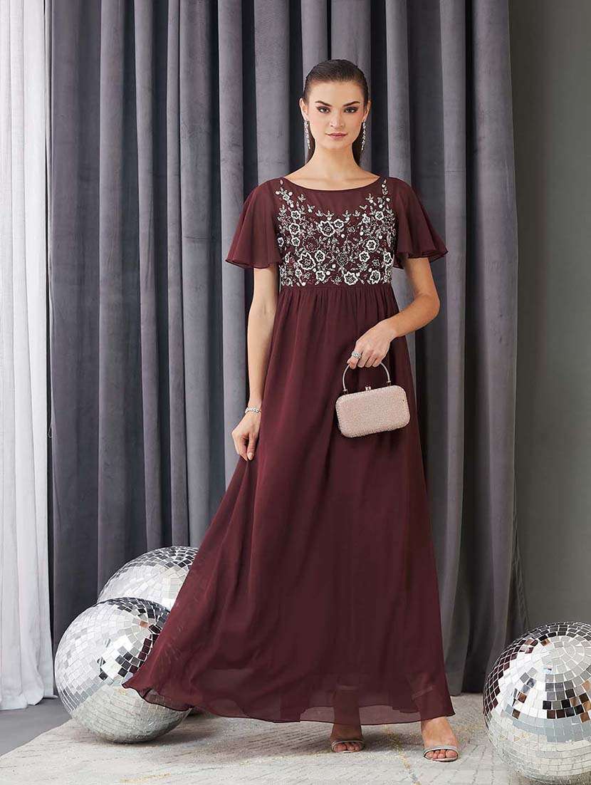 women self designed flared sleeve fit & flare dress